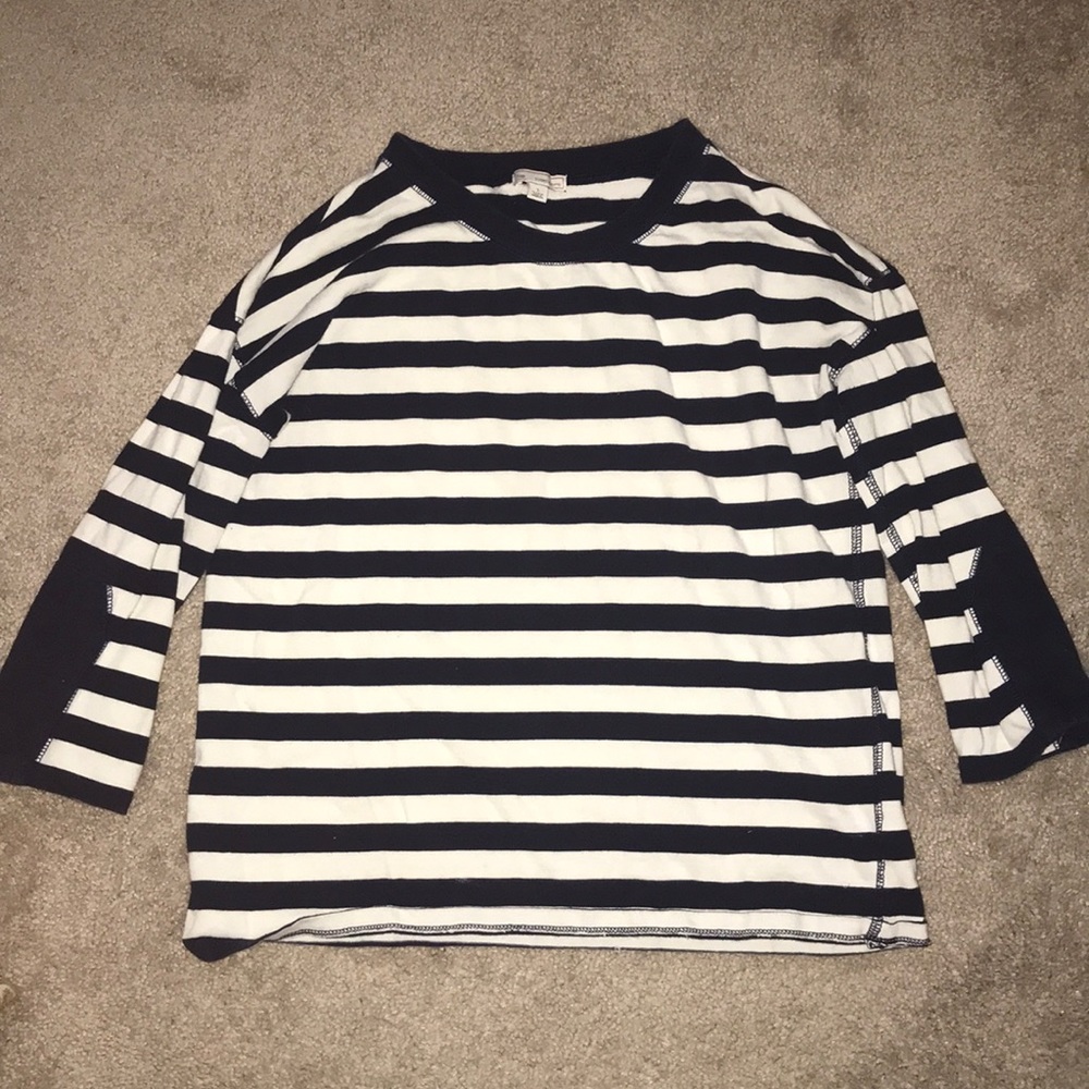 Gap White And Navy Striped Shirt